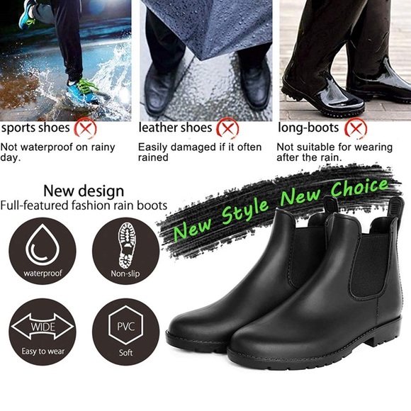 Ankle Rain Elastic Chelsea Booties Waterproof - Picture 7 of 8